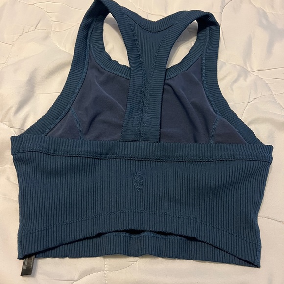 Free People Movement Game Time Blue Racerback Ribbed Cami Athletic Tank Top Sz M - Picture 6 of 14